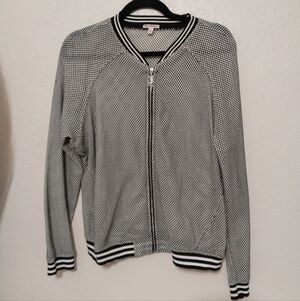 Juicy Couture Size XL Black and White Mesh Zip-Up Jacket